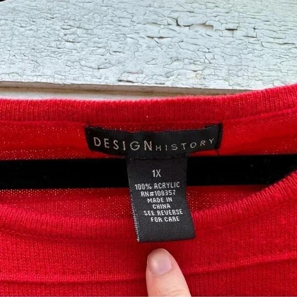 Design, history, Pullover short sleeve, red sweater plus size 1X - Picture 4 of 5